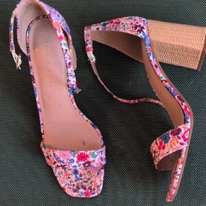 Kelly & Katie Pink Floral Block Heel Sandals